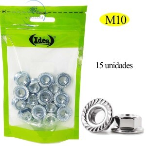 PORCA SEXTAVADA FLANGEADA SERRILHADA M10 (ID-0809P)