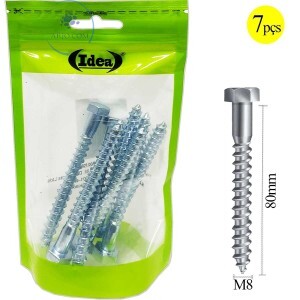 KIT 07 PARAFUSOS SEXTAVADO ROSCA SOBERBA 8mmX80mm (ID-0811P)