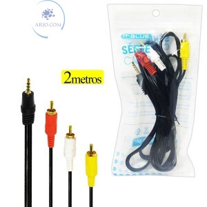 CABO AUXILIAR P2+3RCA ÁUDIO E VÍDEO 2 METROS (LE-1001)