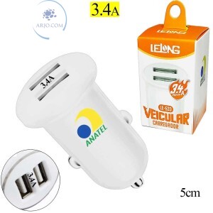 CARREGADOR VEICULAR 3.4A DUAS PORTAS USB (LE-533)