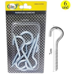 KIT DE PARAFUSO GANCHO 6 UNIDADES 7cm (ID-8150G)