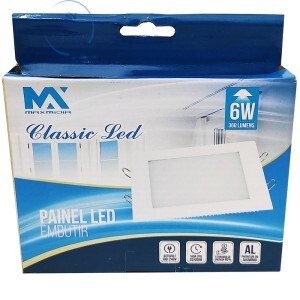 PAINEL PLAFON LED 6W EMBUTIR (MAX-EMT-6W)