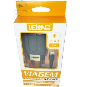 CARREGADOR RÁPIDO PARA IPHONE 02 PORTAS USB 2.4A (LE-242P)
