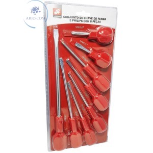 CONJUNTO DE CHAVES DE FENDA E PHILIPS COM 8 PEÇAS (BAR-58454-9)