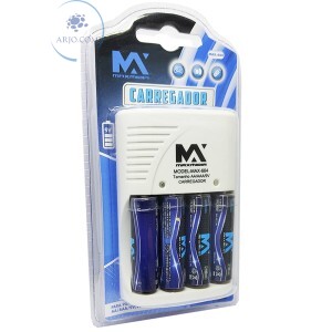 CARREGADOR DE PILHA COM 4 PILHAS AA 2100mAh (MAX-664)