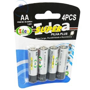 PILHA COMUM AA CARTELA COM 04 UNIDADES (ID-AAR6-4)