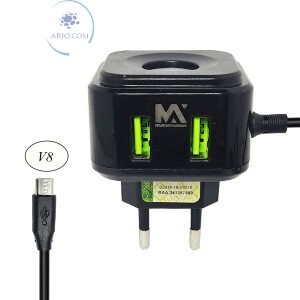 CARREGADOR PARA CELULAR V8 COM 02 ENTRADA USB 2.4A (MAX-CAR112)