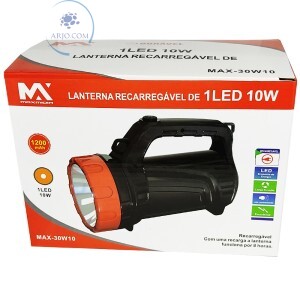 LANTERNA HOLOFOTE RECARREGÁVEL 1 LED 10W (MAX-30W10)