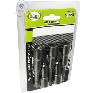 JOGO COM 5 UNIDADES DE SOQUETES 8mm X 65mm PARA PARAFUSADEIRA (ID-6770H)