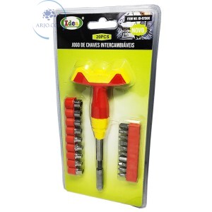 JOGO DE CHAVES INTERCAMBIÁVEIS COM 20 PEÇAS (ID-6736K)