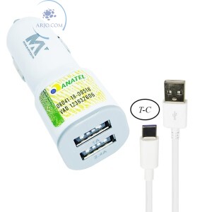 CARREGADOR RÁPIDO VEICULAR 02 ENTRADAS USB  COM CABO TIPO-C 2.4A (MAX-631CAR)
