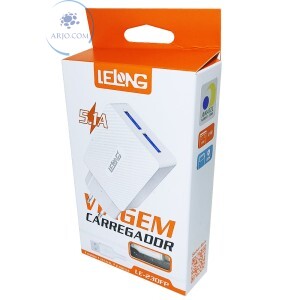 CARREGADOR RÁPIDO COM  2 PORTAS USB 5.1A + CABO IPHONE (LE-230FP)