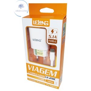 CARREGADOR TIPO-C COM 2 PORTAS USB 5.1A (LE-291C)