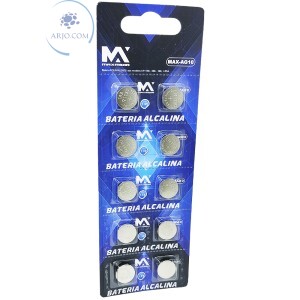 BATERIA AG10 ALCALINA 1,5V CARTELA COM 10 UNIDADES (MAX-AG10)