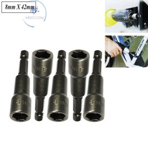 JOGO DE SOQUETES COM 5 UNIDADES 8mm X 42mm PARA PARAFUSADEIRA (ID-6769H)