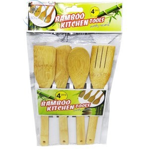 JOGO UTENSÍLIOS BAMBU 4 PEÇAS (KL5887)