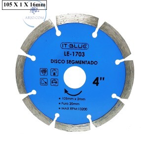 DISCO SEGMENTADO PARA CORTAR PEDRA 105 X 2 X 20mm (LE-1703)
