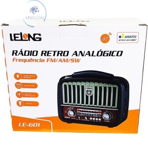 RÁDIO RETRÔ RECARREGÁVEL ANALÓGICO BLUETOOTH (LE-601)
