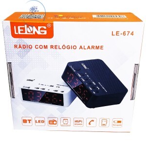 RÁDIO RELÓGIO RECARREGÁVEL COM ALARME (LE-674)