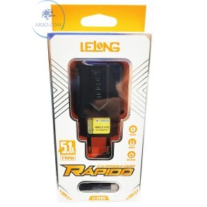 CARREGADOR RÁPIDO COM 2 PORTAS USB 5.1A + CABO TIPO C (LE-242FC)