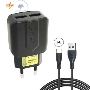CARREGADOR RÁPIDO COM 2 PORTAS USB 5.1A + CABO TIPO C (LE-242FC)
