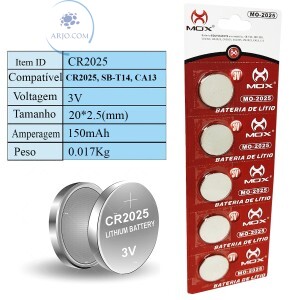 BATERIA 2025 BOTÃO 3V CARTELA COM 5 UNIDADES (MO-2025)