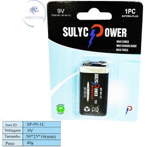 BATERIA 9V PLUS SULIC POWER (SP-9V-1C)