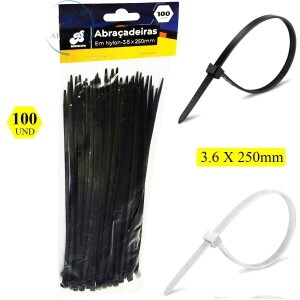 ABRAÇADEIRA EM NYLON 3.6X250mm 100PEÇAS (BAR-34202-9)
