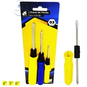 CHAVE FENDA E PHILIPS 3 PEÇAS (BAR-31602-12).