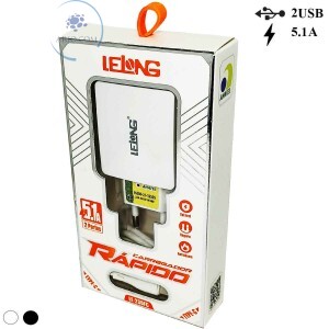 CARREGADOR RÁPIDO COM  2 PORTAS USB 5.1A + CABO TIPO-C (LE-230FC)