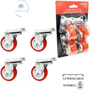 CONJUNTO COM 4 RODAS GIRATÓRIAS 1,5