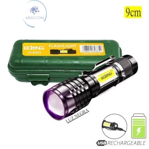 LANTERNA RECARREGÁVEL LUZ NEGRA (LE-8303)