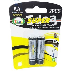 PILHA RECARREGÁVEL AA 1200mAh 2 UNIDADES (ID-1200H)