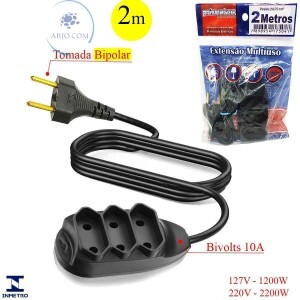 EXTENSÃO ELÉTRICA PRISMATEC DUPLA DE 2 METROS