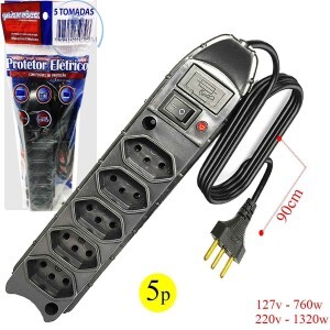 FILTRO DE LINHA PRISMATEC DE 05 TOMADAS TRIPLAS COM FUSÍVEL PROTETOR