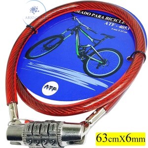 CADEADO SEGREDO PARA BICICLETA 6mmX63cm (ATF-4053)