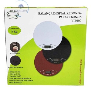 BALANÇA DIGITAL PARA COZINHA 5Kg VIDRO (KL0451)