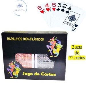 JOGO DE BARALHO COM 144 CARTAS 100% PLÁSTICO (GL0292)