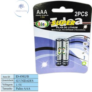 PILHA PALITO DE LITHIUM 02 UNIDADES 1.5V (ID-450LFB)