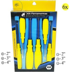 KIT CHAVES FENDA E PHILIPS 06 PEÇAS (BAR-316001-22)